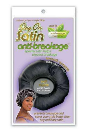 Stay On Satin Bonnet Style #600 - Black