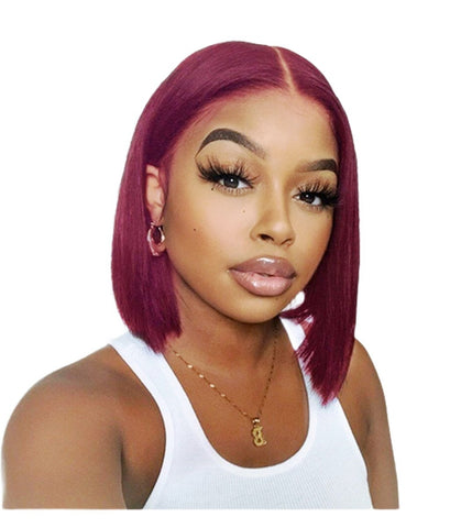 Straight Burgundy Bob Lace Front