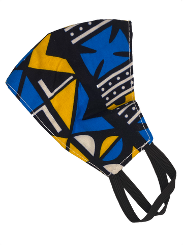 Blue, Black and Yellow African Face Mask