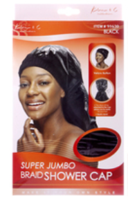 Super Jumbo Braid Shower Cap - Black